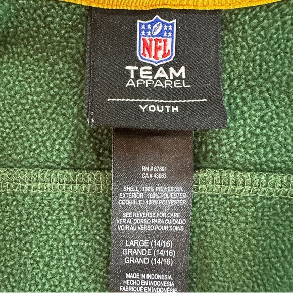 NFL Green Bay Packers Zip Up Hoodie Sweatshirt Green Gray Youth Large (14-16) - Picture 6 of 10